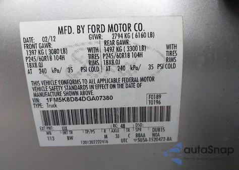 2013 Ford Explorer Xlt from USA, damaged, VIN 1FM5K8D84DGA07380